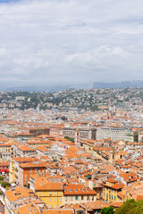 Fototapeta na wymiar Houses and buildings of the old town of Nice, France from Castle Hill