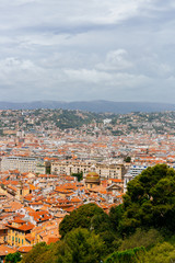 Fototapeta na wymiar Houses and buildings of the old town of Nice, France from Castle Hill
