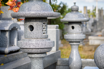 Modern Japanese style cemetery. 