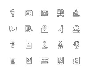 Collection of 20 elearning linear icons such as Medal, Book, Pow