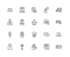 Collection of 20 elearning linear icons such as Idea, Website, L