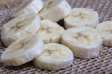 Sliced ​​banana fruit in small pieces.