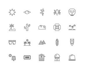 Collection of 20 desert linear icons such as Kettledrum, Hat, Ho