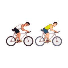 young athletic men in bikes