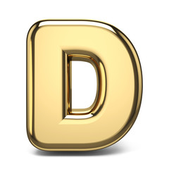 Golden font letter D 3D