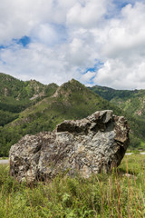 Mountain landscape in the valley of the confluence of the Katun and Maly Yaloman rivers, Altai, Russia