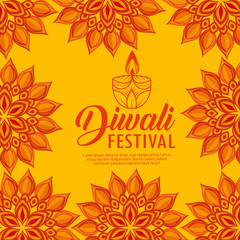 mandalas flowers and candles to diwali light festival