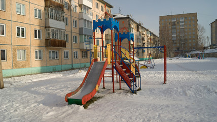 children Playground in winter