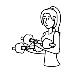 young athletic woman with dumbbells sport