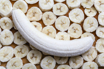 Sliced ​​banana fruit in small pieces.
