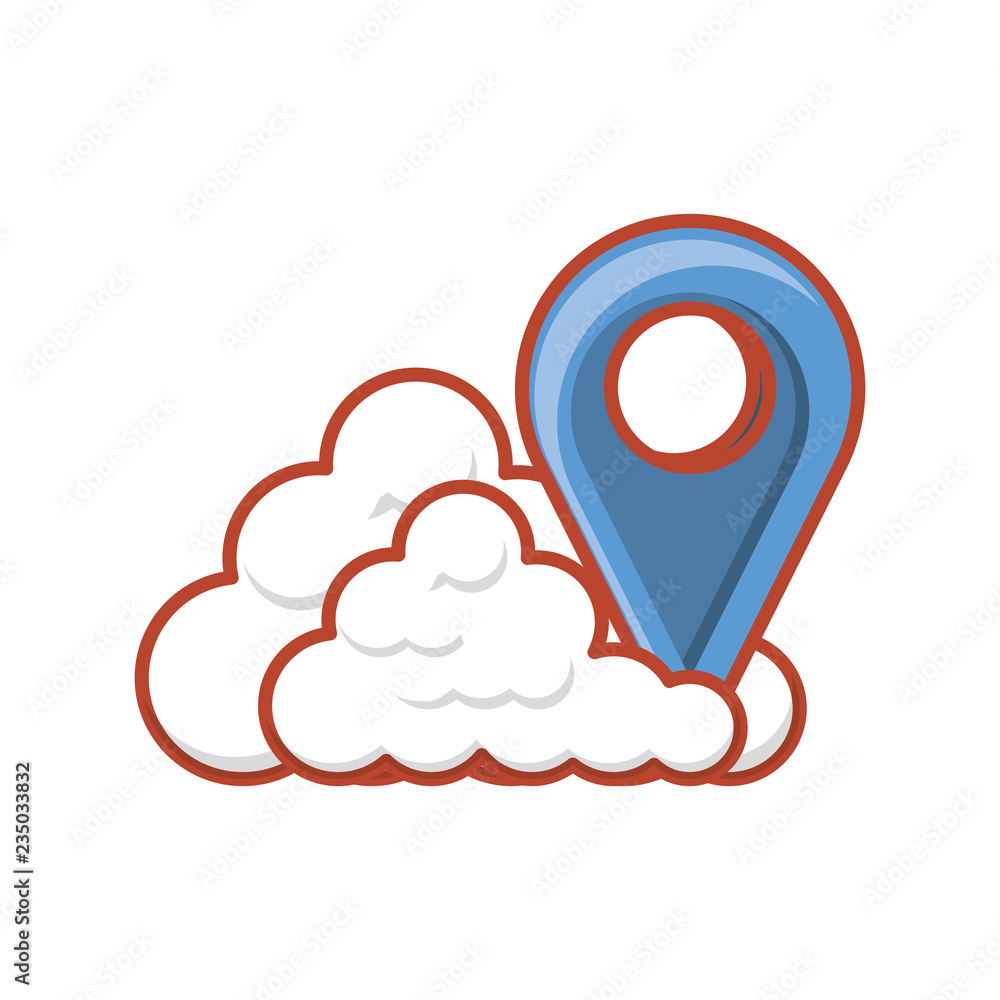 Poster cloud computing server with pin location