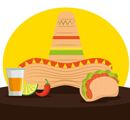 mexican tacos with tequila and hat to celebrate event