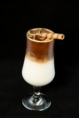 Alcoholic coffee cocktail with coffee liqueur and milk