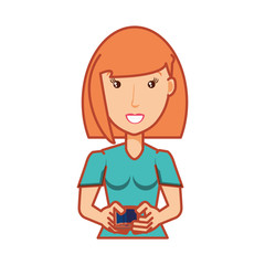 young woman with smartphone device