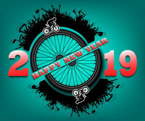 Happy new year 2019 and car wheel