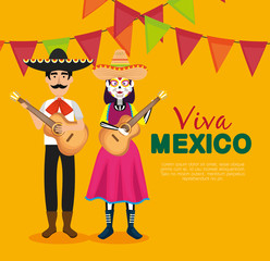 mariachi man with catrina and party banner