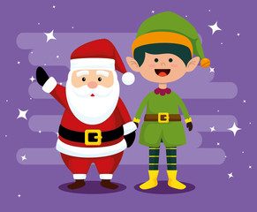 anta claus and elf with hat to celebrate christmas