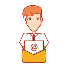 businessman and envelope mail with arroba symbol