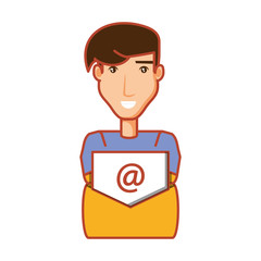 man and envelope mail with arroba symbol