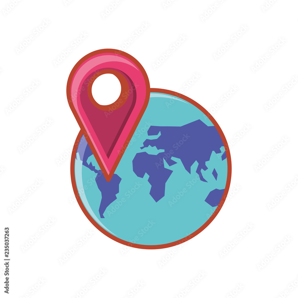 Poster pin pointer location with planet earth