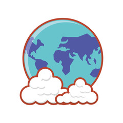 cute cloud with planet earth