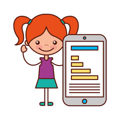 little girl and mobile chart diagram