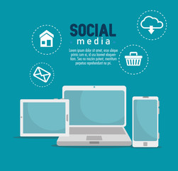 tablet with laptop and smartphone communication technology