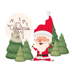 santa claus with speech bubble about christmas and trees