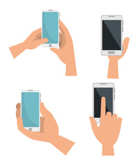 Obraz na płótnie Canvas set social smartphone technology in the hand