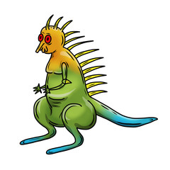 Obraz premium Whacky, Crazy space alien or monster cartoon. Isolated on white. Computer graphic comic original illustration.