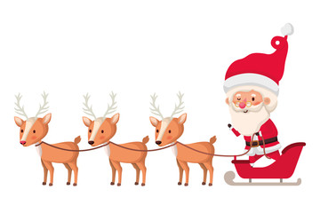 Fototapeta na wymiar santa claus on sleigh with reindeer avatar character