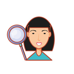 woman with search magnifying glass