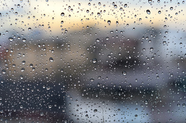 Water drops on the glass