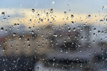 Water drops on the glass