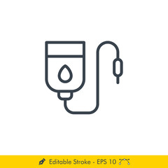 Blood Infus (Transfusion) Icon / Vector - In Line / Stroke Design