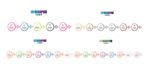 Fototapeta na wymiar simple infographic timeline with thin line arrow