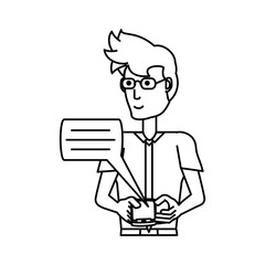 young man with smartphone and speech bubble