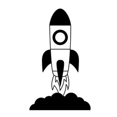 rocket launch on white background