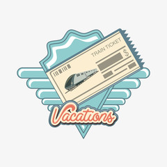 Fototapeta premium travel vacation train ticket icon vector ilustration