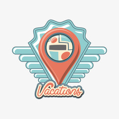 travel vacation with pointer location icon vector ilustration