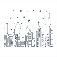 cityscape with buildings scene night