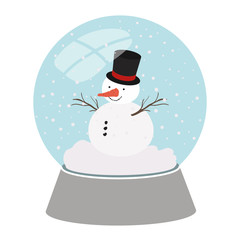 snow man in crystal ball isolated icon
