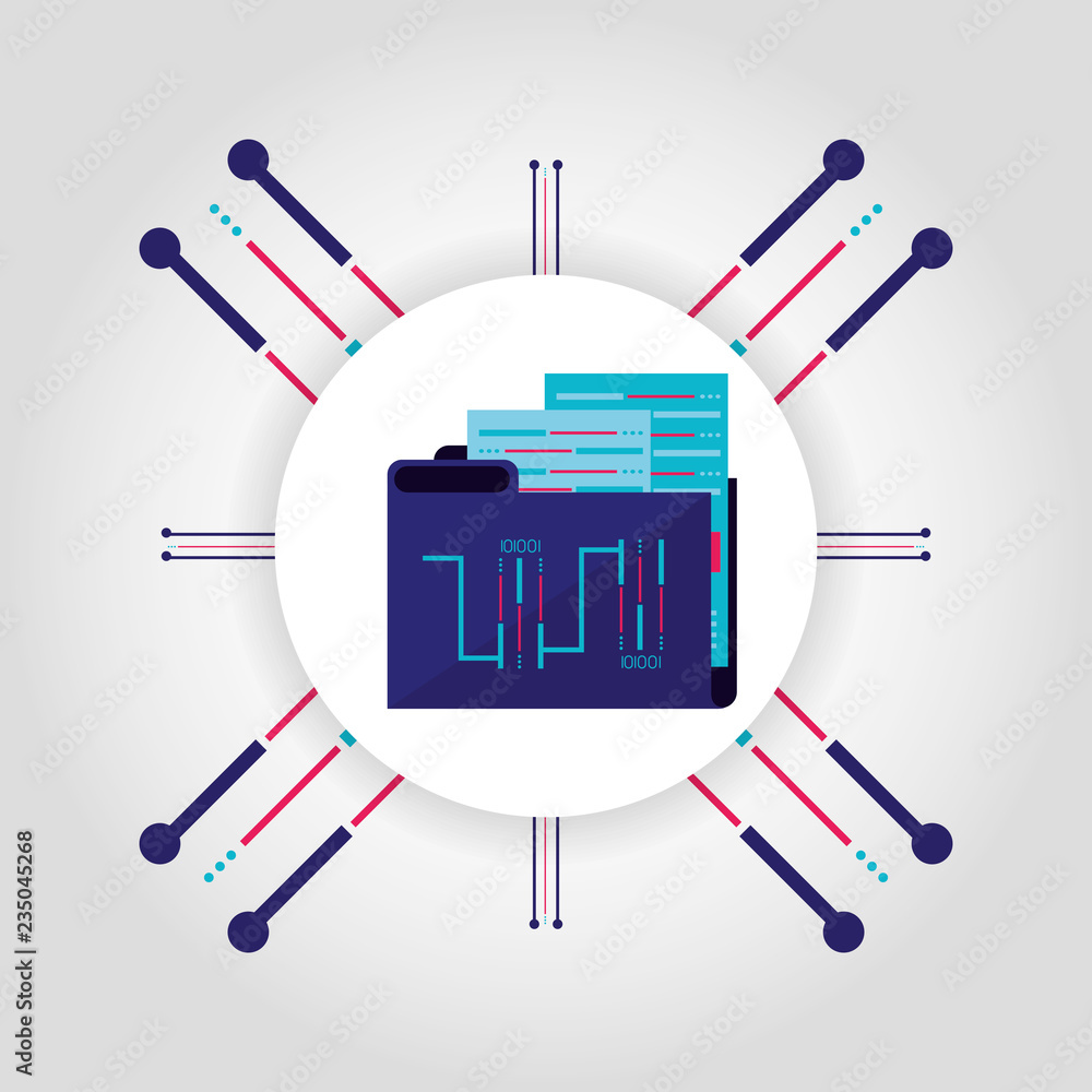Poster document folder with data center icon