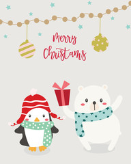 Merry Christmas greeting card. 