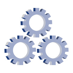 three gears on white background