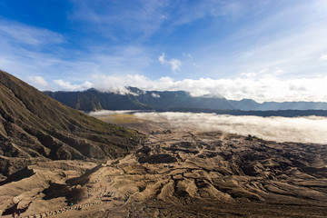 Desert landscape at Tengger Semeru National Park on Java island, Indonesia