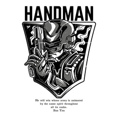 Handman Black n White Illustration