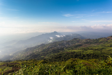 view point with mountain mist and fog road in phu tubberk most famous travel place in thailand