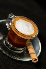 Italian Macchiato coffee with wafer roll
