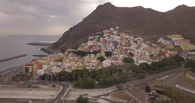 Aerial view of San andres in Tenerife lsland, Canary Islands durilng a cloudy afternoon.